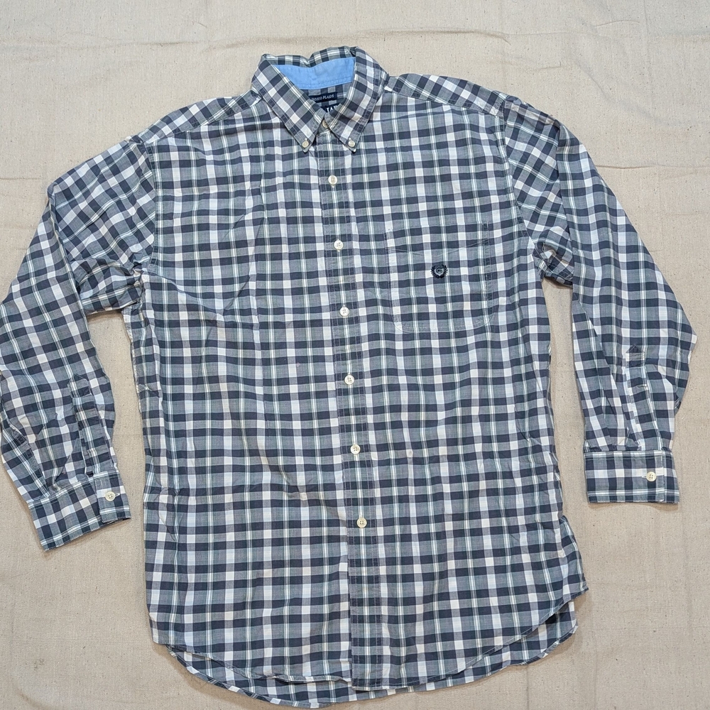 Ralph Lauren Indigo Plaid Oxford Button Down Shirt Pony Men's Size L